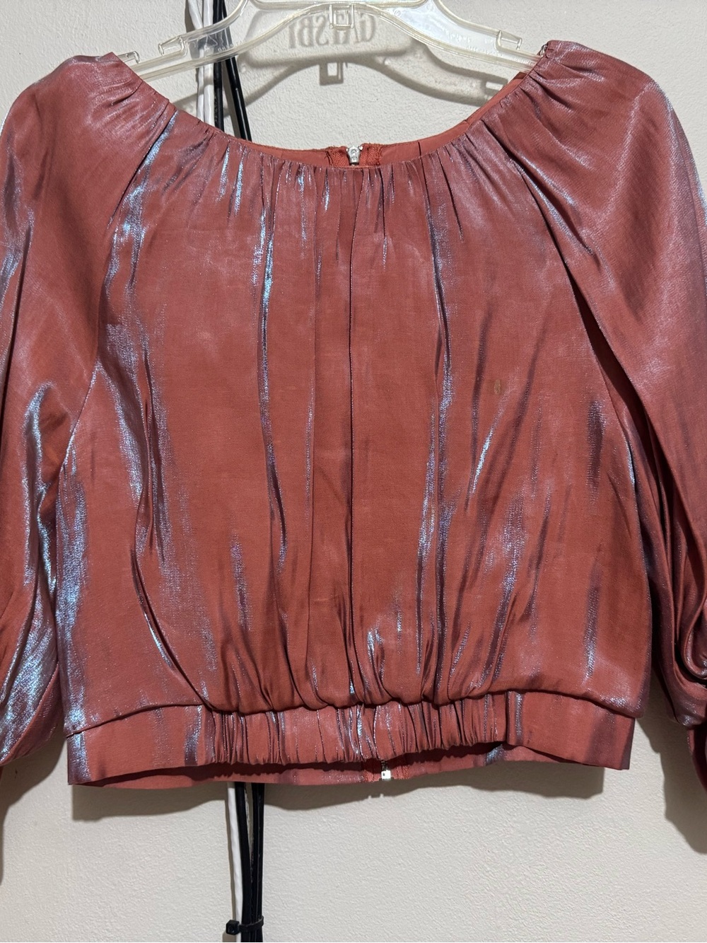 Ina Shimmery Dusty Rose Metallic Blouson Top